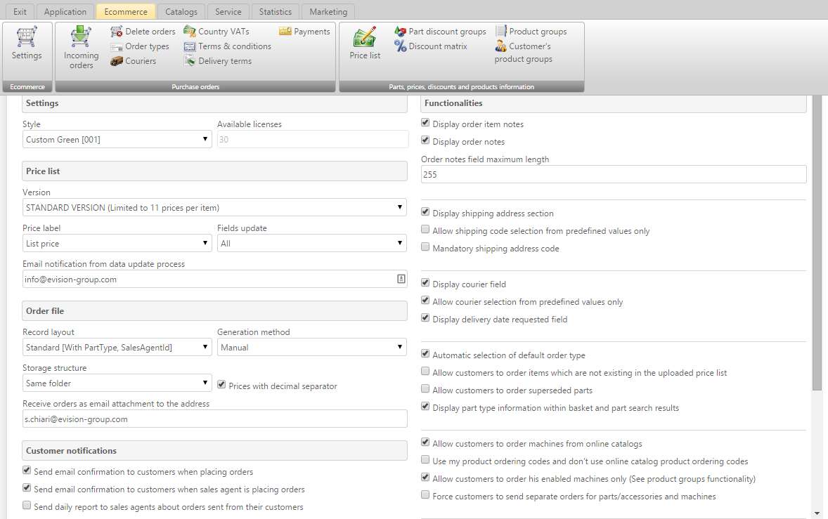 A full set of intuitive parameters allow you to fully customise your B2B environment